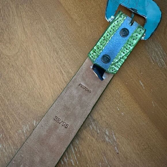 Ariat Women’s Suede Dusty Blue Green Leather Heavily Beaded Chartreuse Stone Bel - Picture 7 of 9